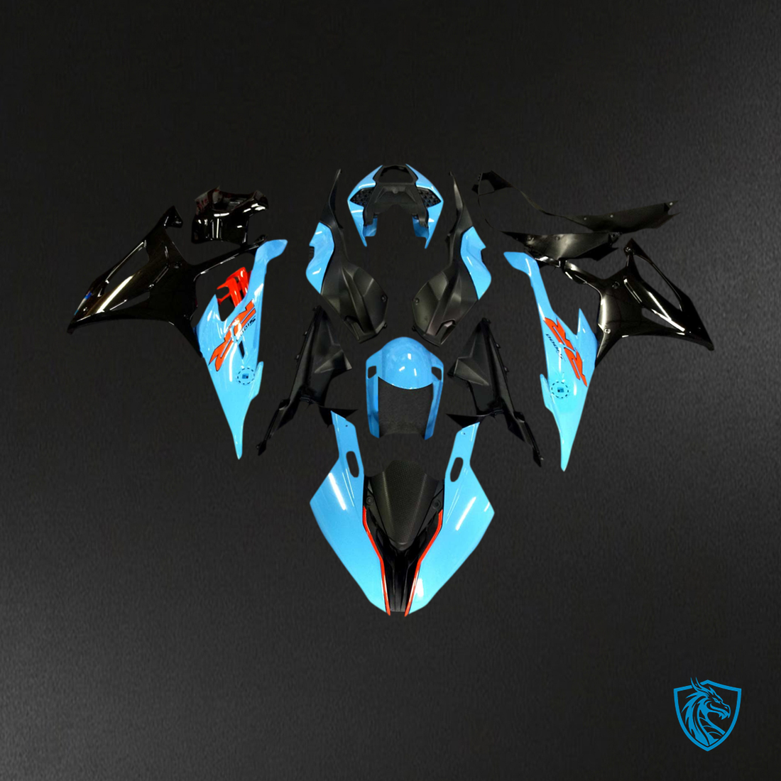 BMW M1000RR S1000RR (2019-2022) Fairing Kit - Black and Teal - ABS Bodywork