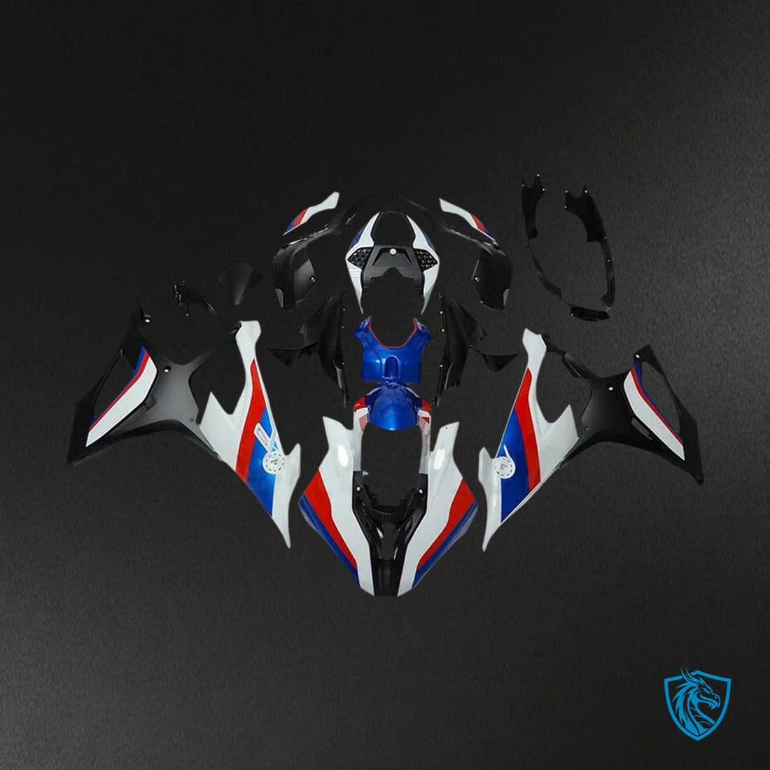 BMW M1000RR S1000RR (2019-2022) Fairing Kit - Black White and Blue - ABS Bodywork