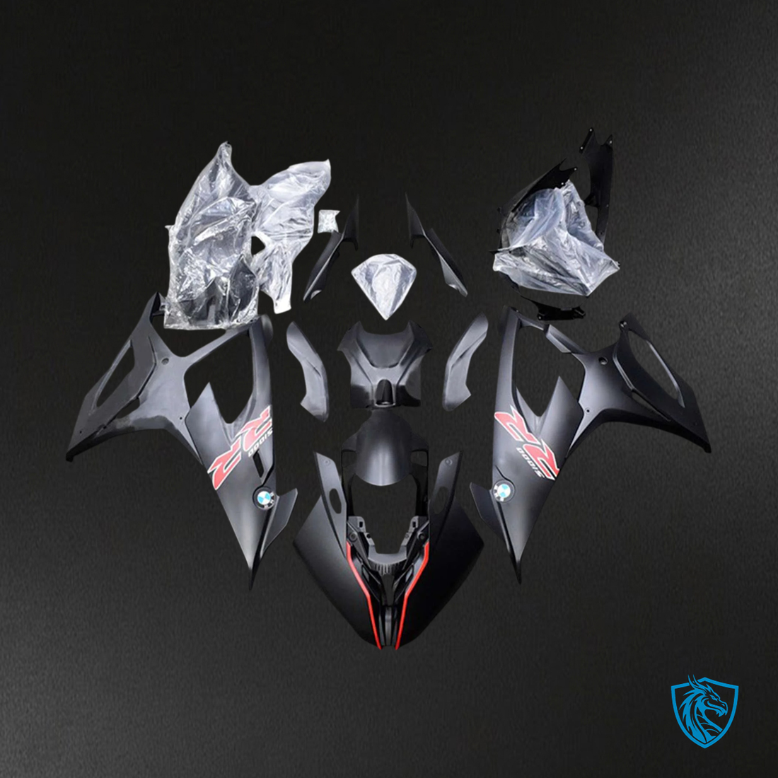 BMW M1000RR S1000RR (2019-2022) Fairing Kit - Black and Red Line - ABS Bodywork