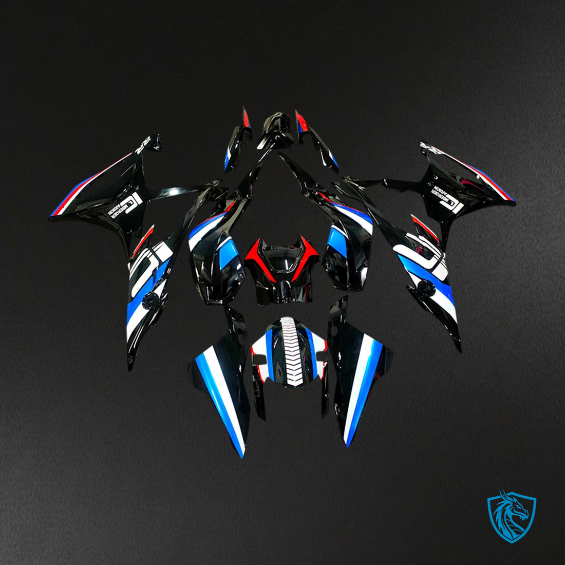 BMW M1000RR S1000RR (2019-2022) Fairing Kit - Black Blue White Line - ABS Bodywork