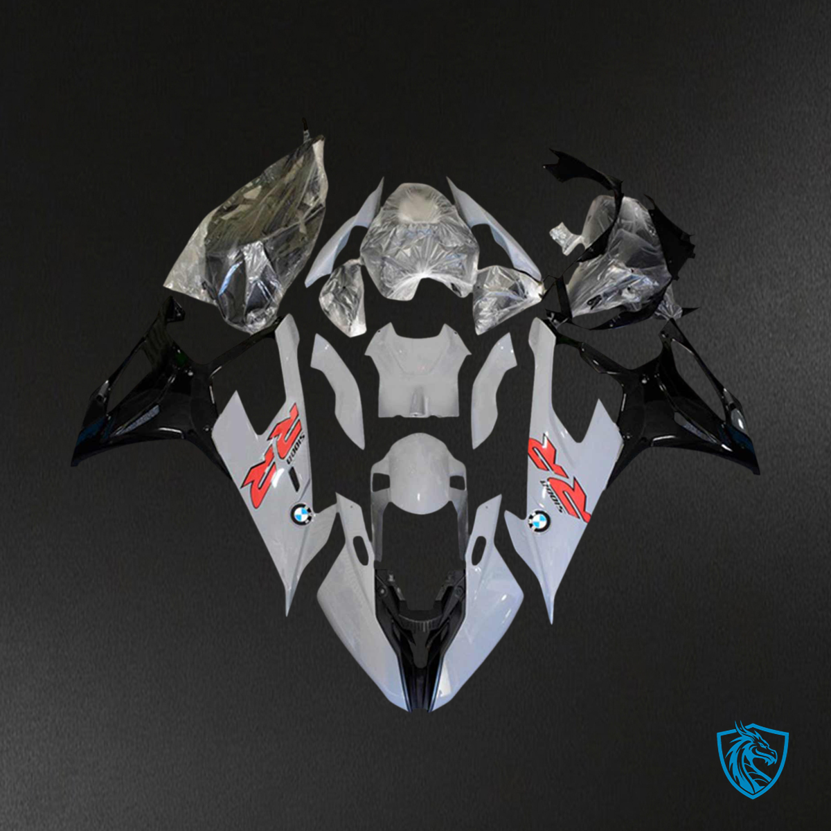 BMW M1000RR S1000RR (2019-2022) Fairing Kit - White Black and Red logos - ABS Bodywork