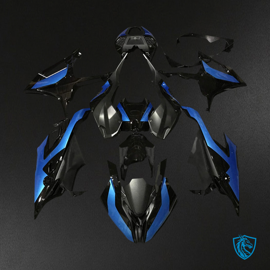 BMW M1000RR S1000RR (2019-2022) Fairing Kit - Black and Blue - ABS Bodywork