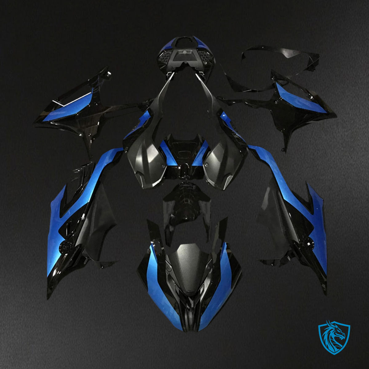 BMW M1000RR S1000RR (2019-2022) Fairing Kit - Black and Blue - ABS Bodywork