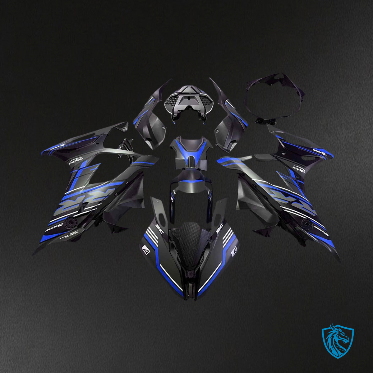 BMW M1000RR S1000RR (2019-2022) Fairing Kit - Black and Blue line - ABS Bodywork