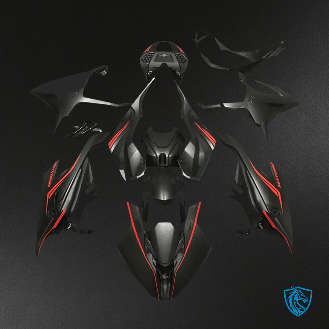 BMW M1000RR S1000RR (2019-2022) Fairing Kit - Black and Red Line - ABS Bodywork
