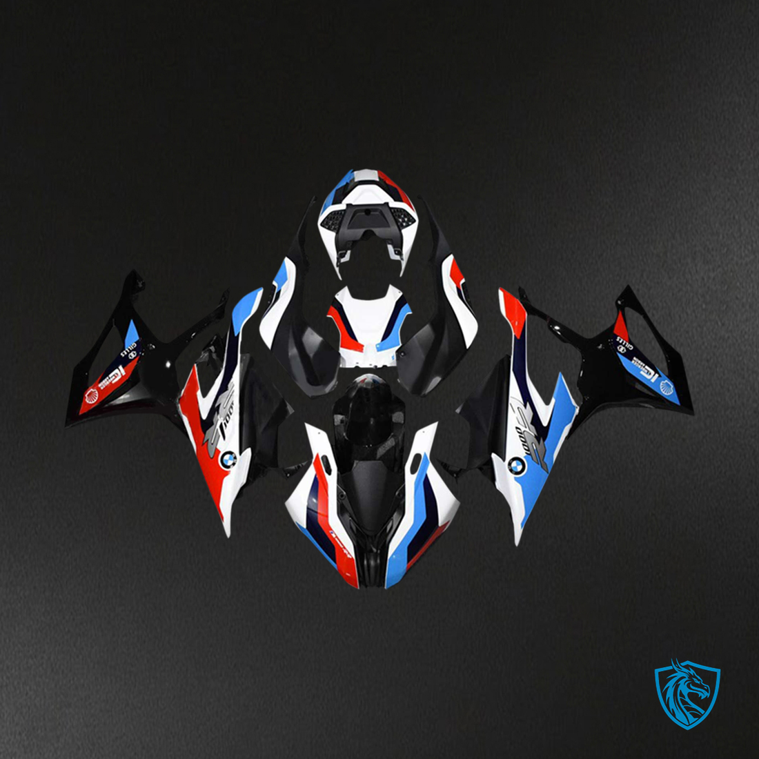 BMW M1000RR S1000RR (2019-2022) Fairing Kit - Black Red Blue and White - ABS Bodywork
