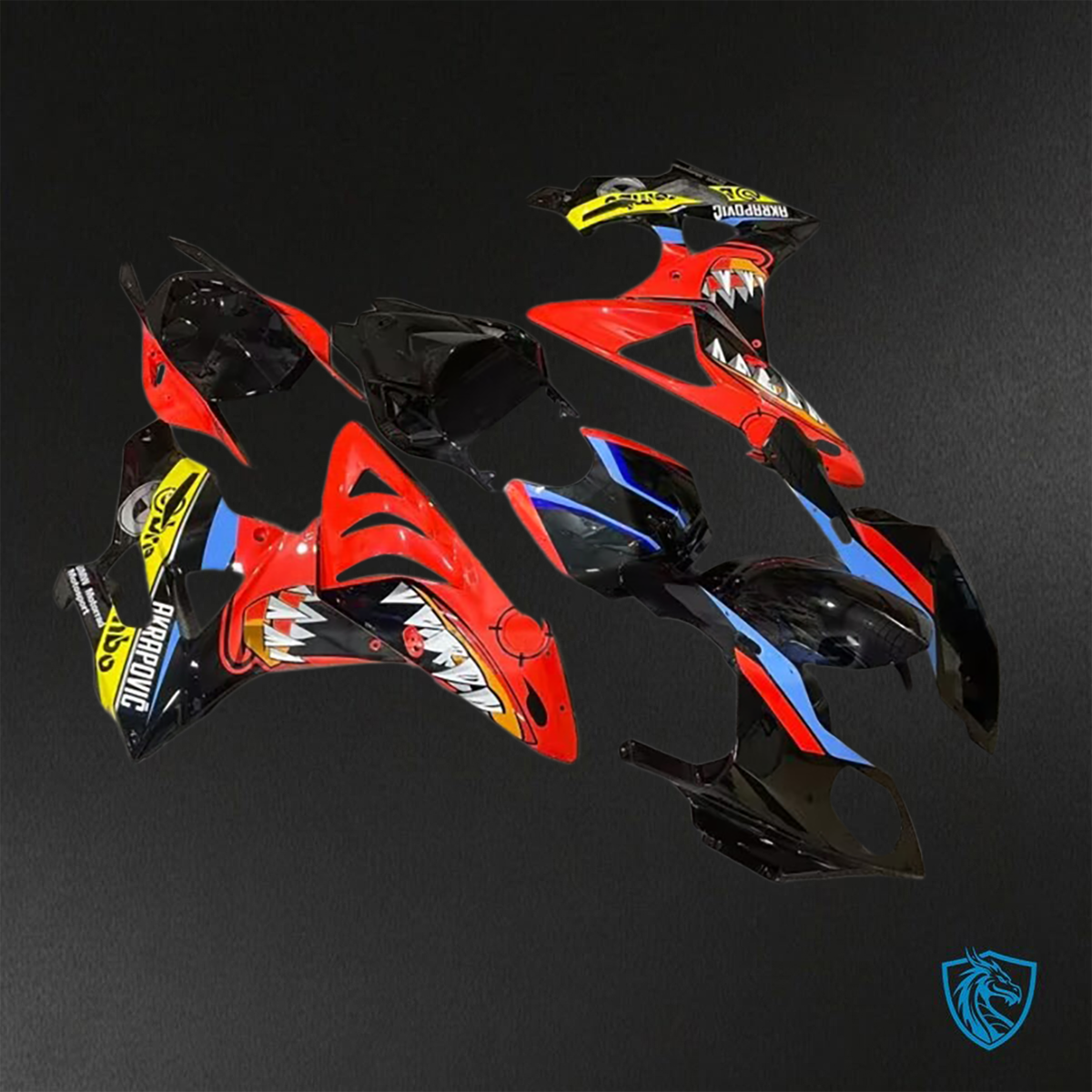 BMW S1000RR (2009-2014) Black & Red Shark Fairings Kit - Aftermarket ABS Bodywork