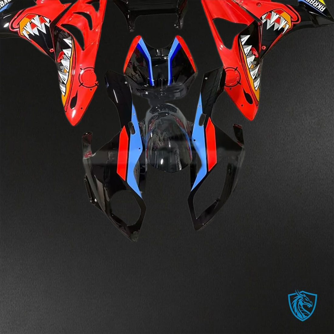 BMW S1000RR (2009-2014) Black & Red Shark Fairings Kit - Aftermarket ABS Bodywork