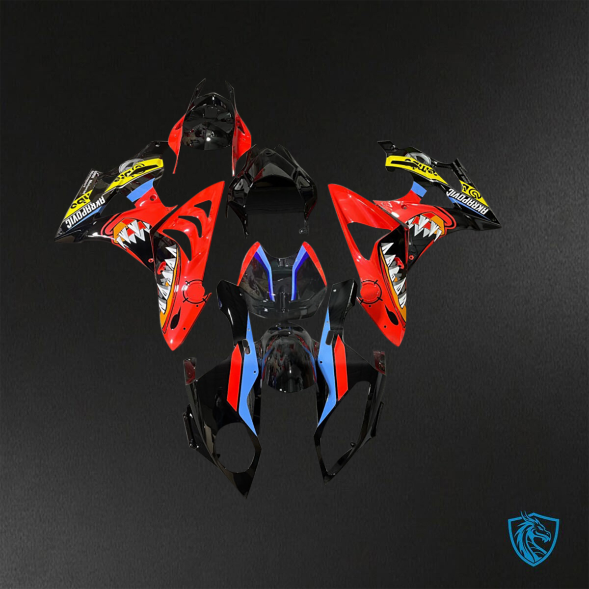 BMW S1000RR (2009-2014) Black & Red Shark Fairings Kit - Aftermarket ABS Bodywork
