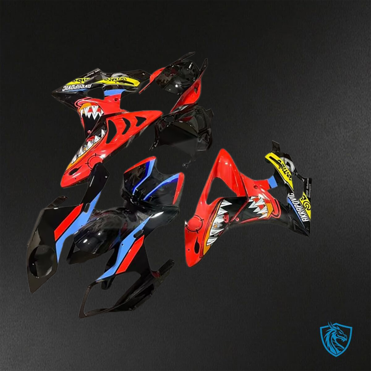BMW S1000RR (2009-2014) Black & Red Shark Fairings Kit - Aftermarket ABS Bodywork