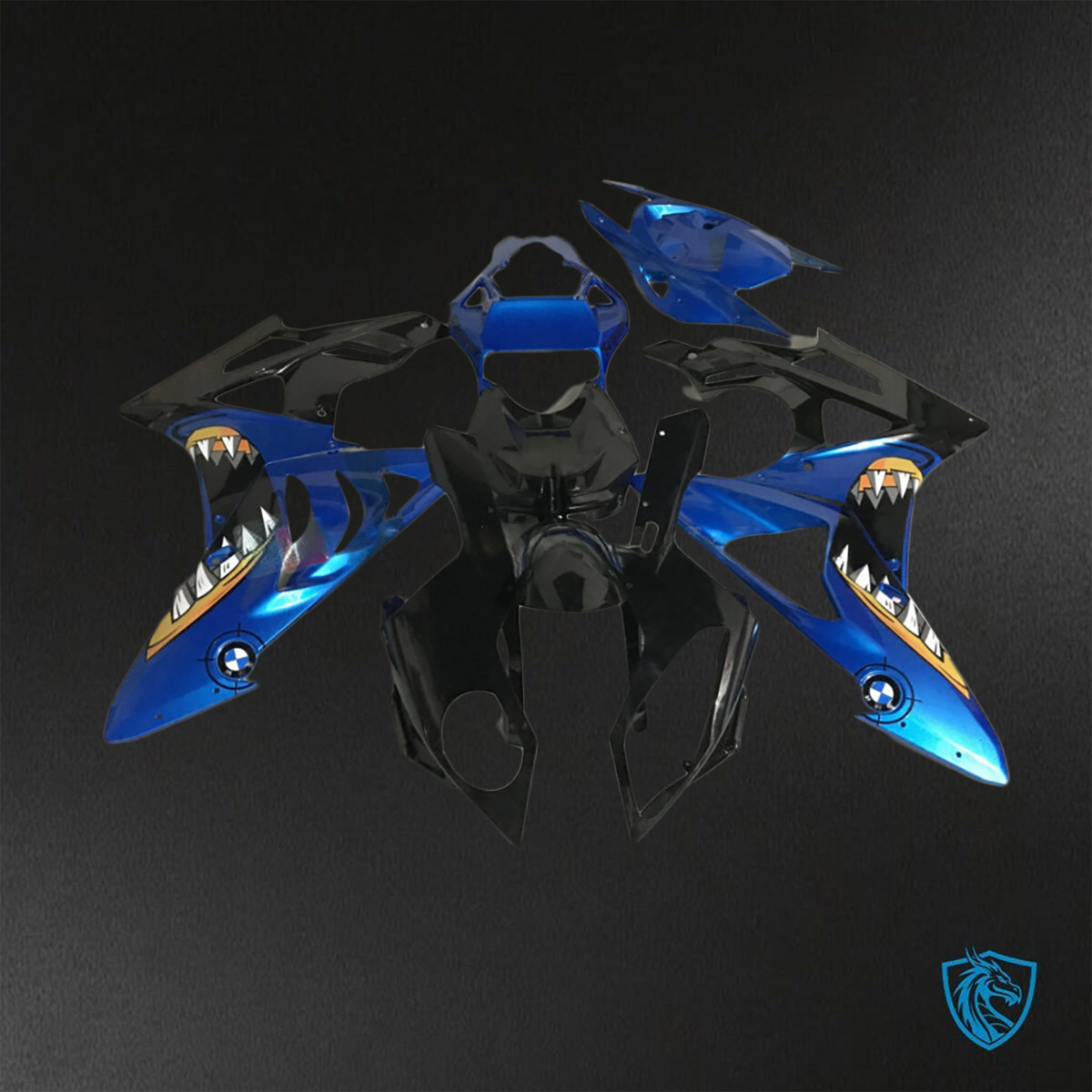 BMW S1000RR (2009-2014) Black & Blue Shark - Replacement Motorcycle Fairings Kit