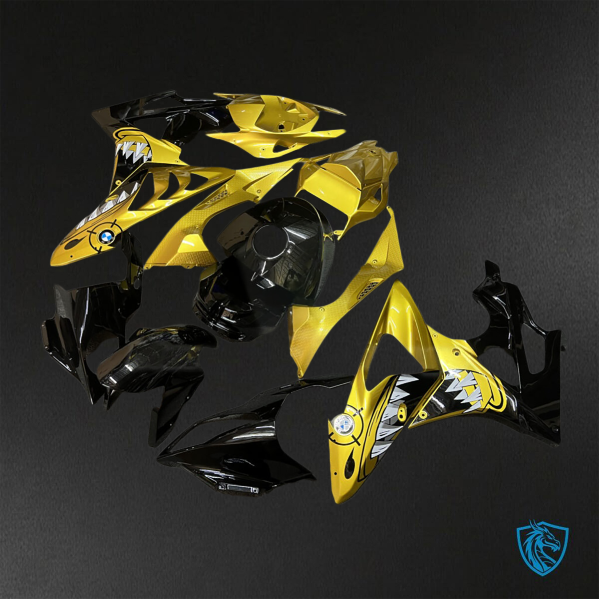 BMW S1000RR (2009-2014) Gloss Black & Gold Shark - Custom ABS Fairing Kit