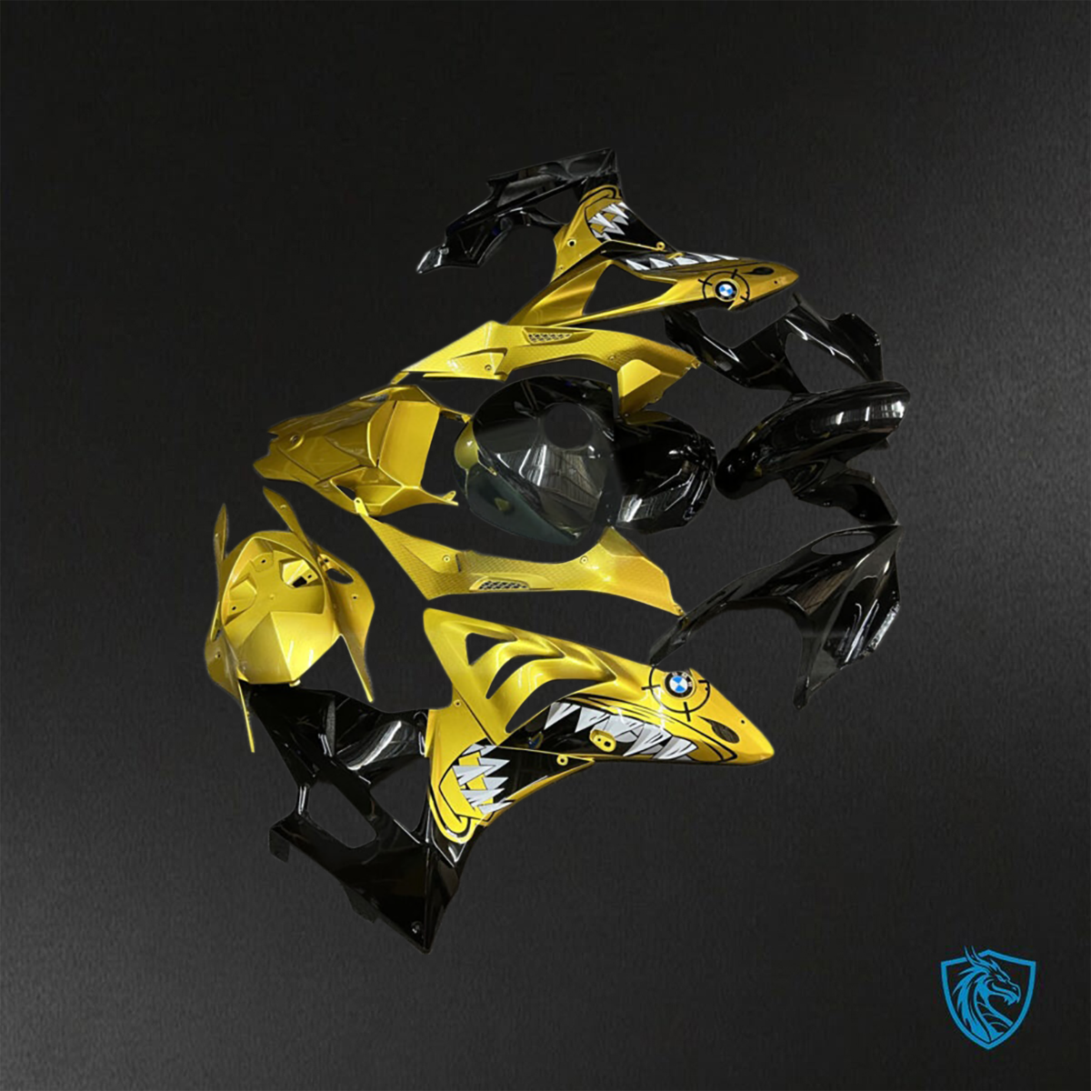 BMW S1000RR (2009-2014) Gloss Black & Gold Shark - Custom ABS Fairing Kit