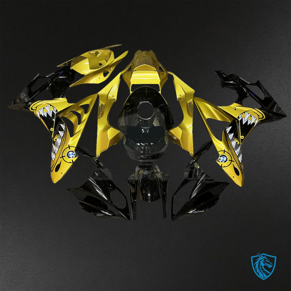 BMW S1000RR (2009-2014) Gloss Black & Gold Shark - Custom ABS Fairing Kit