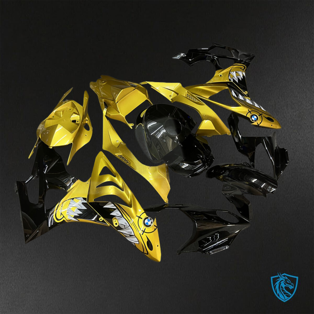 BMW S1000RR (2009-2014) Gloss Black & Gold Shark - Custom ABS Fairing Kit