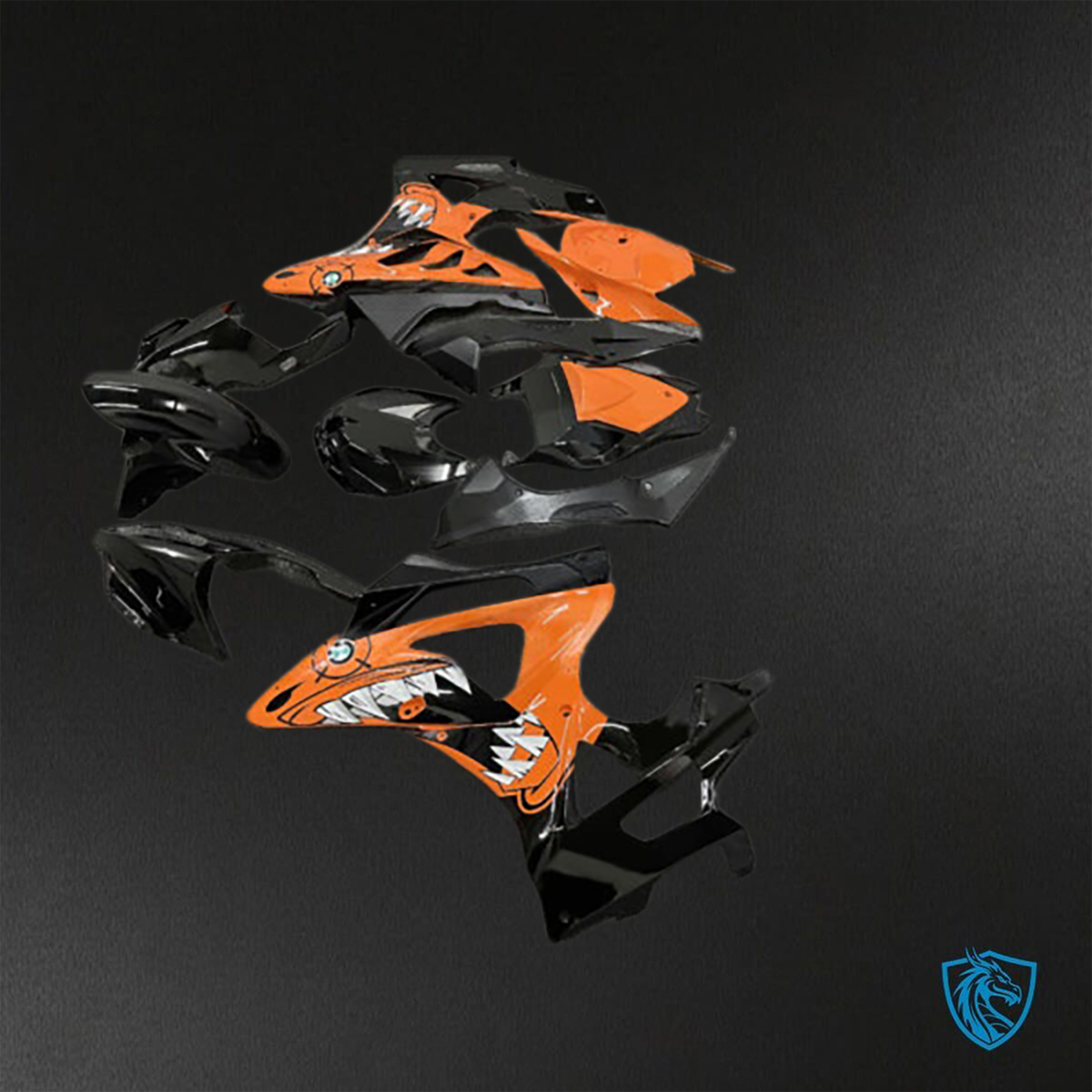 BMW S1000RR (2009-2014) Gloss Black & Orange Shark Fairings Kit - Aftermarket ABS Bodywork