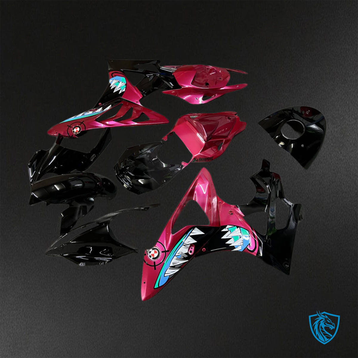 BMW S1000RR (2009-2014) Gloss Black & Pink Shark ABS Bodywork - Fairings Kit