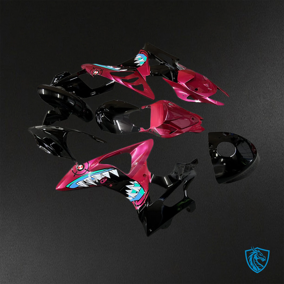 BMW S1000RR (2009-2014) Gloss Black & Pink Shark ABS Bodywork - Fairings Kit