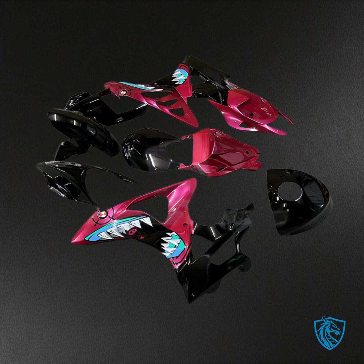 BMW S1000RR (2009-2014) Gloss Black & Pink Shark ABS Bodywork - Fairings Kit