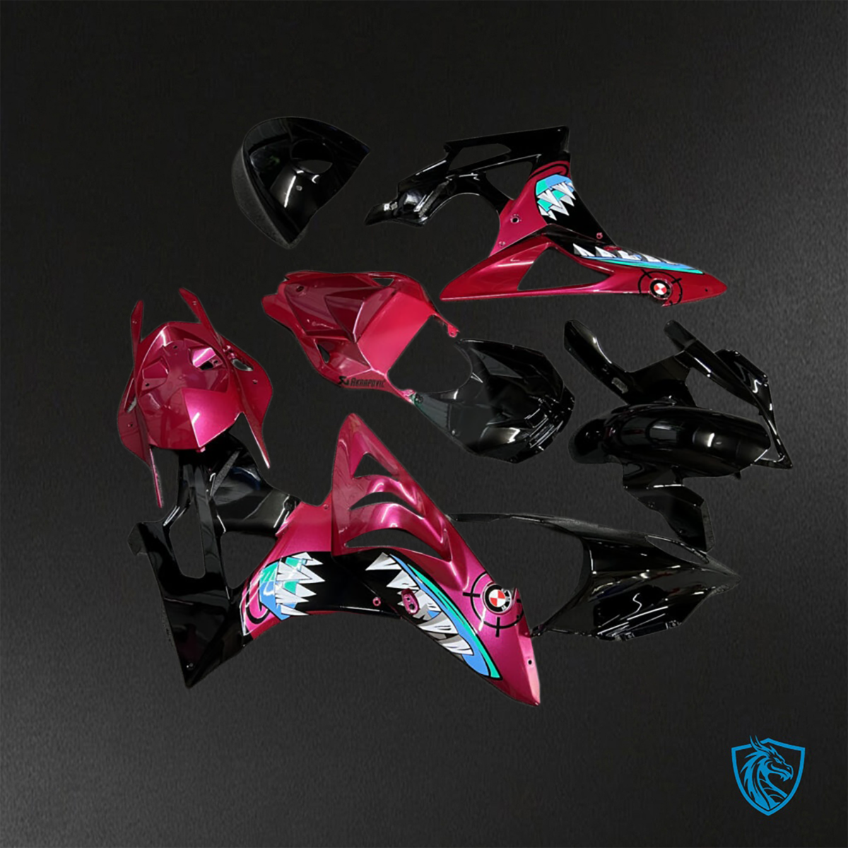BMW S1000RR (2009-2014) Gloss Black & Pink Shark ABS Bodywork - Fairings Kit