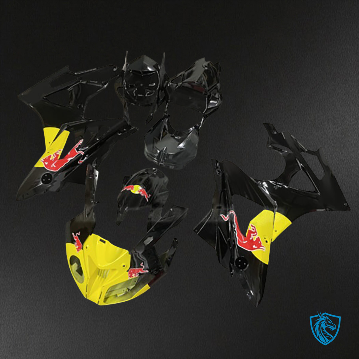 BMW S1000RR (2009-2014) Gloss Black & Yellow Bull - Custom ABS Fairing Kit
