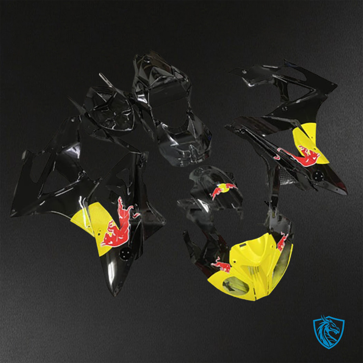BMW S1000RR (2009-2014) Gloss Black & Yellow Bull - Custom ABS Fairing Kit