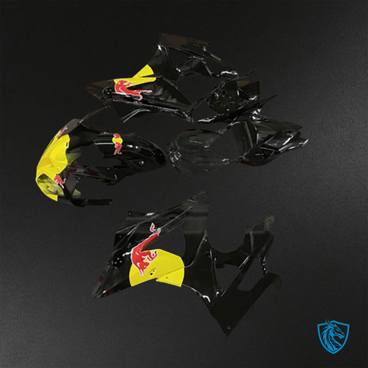 BMW S1000RR (2009-2014) Gloss Black & Yellow Bull - Custom ABS Fairing Kit