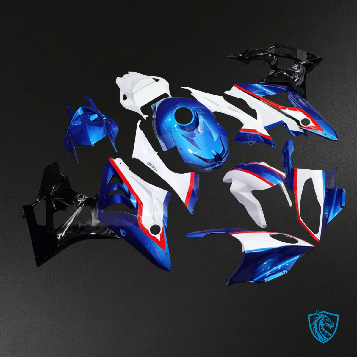 BMW S1000RR (2009-2014) Gloss Blue, White & Black ABS Bodywork - Fairings Kit