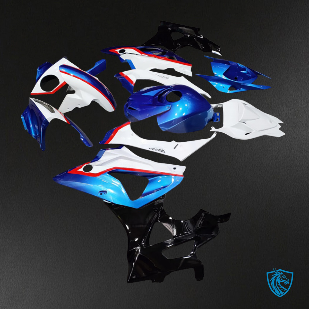 BMW S1000RR (2009-2014) Gloss Blue, White & Black ABS Bodywork - Fairings Kit
