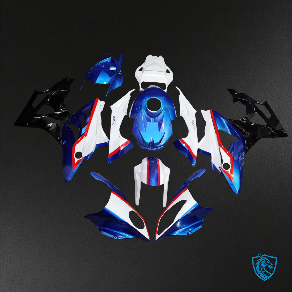 BMW S1000RR (2009-2014) Gloss Blue, White & Black ABS Bodywork - Fairings Kit