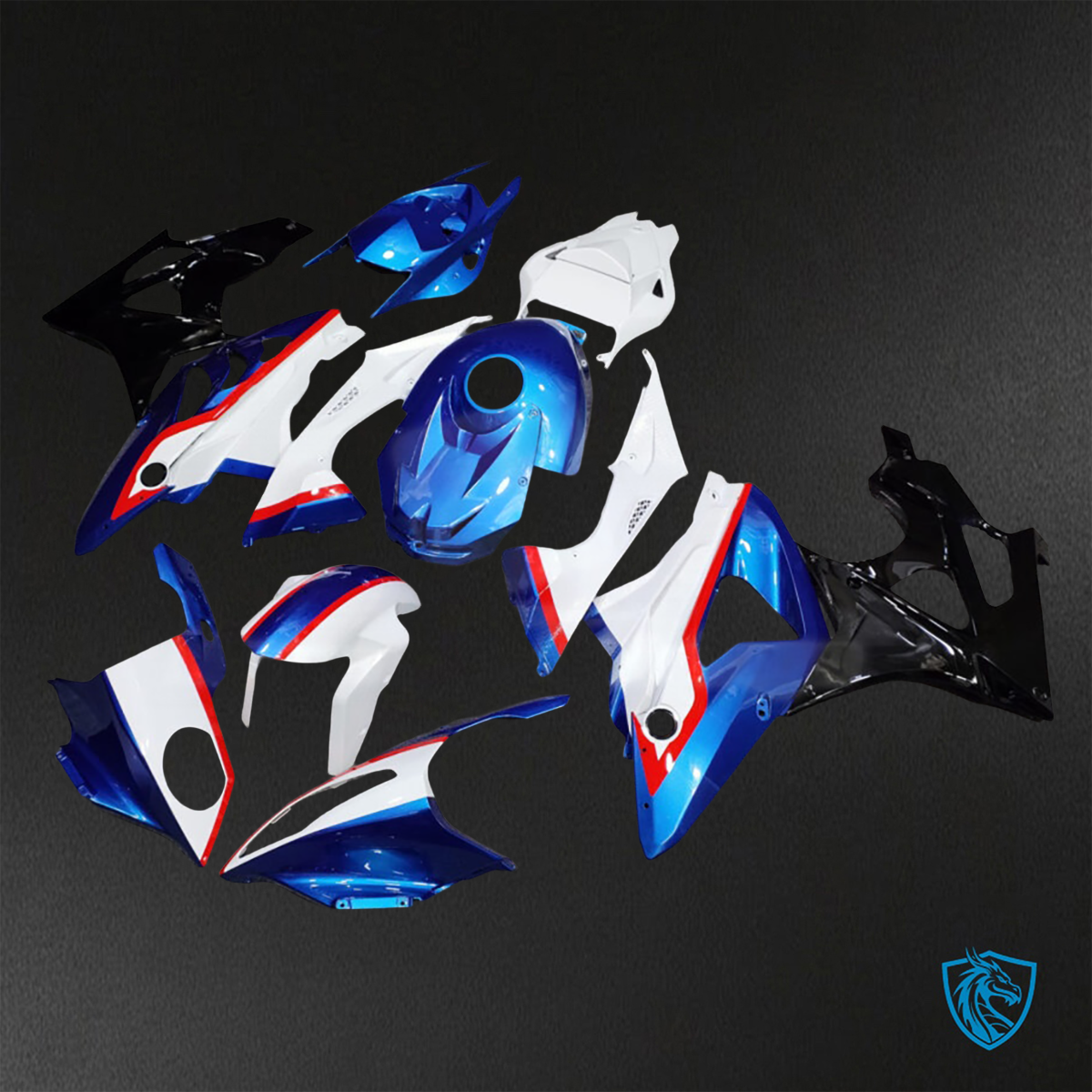 BMW S1000RR (2009-2014) Gloss Blue, White & Black ABS Bodywork - Fairings Kit