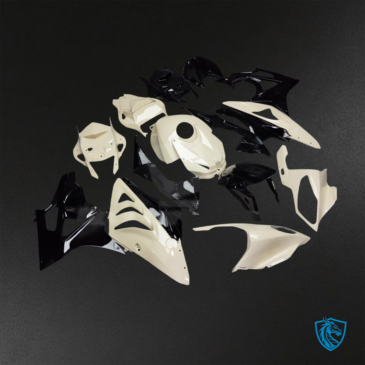 BMW S1000RR (2009-2014) Gloss White & Black Fairings Kit - Aftermarket ABS Bodywork