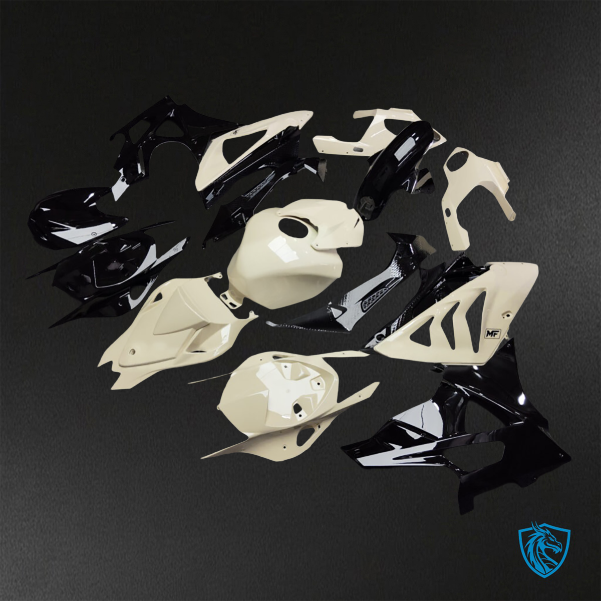 BMW S1000RR (2009-2014) Gloss White & Black Fairings Kit - Aftermarket ABS Bodywork