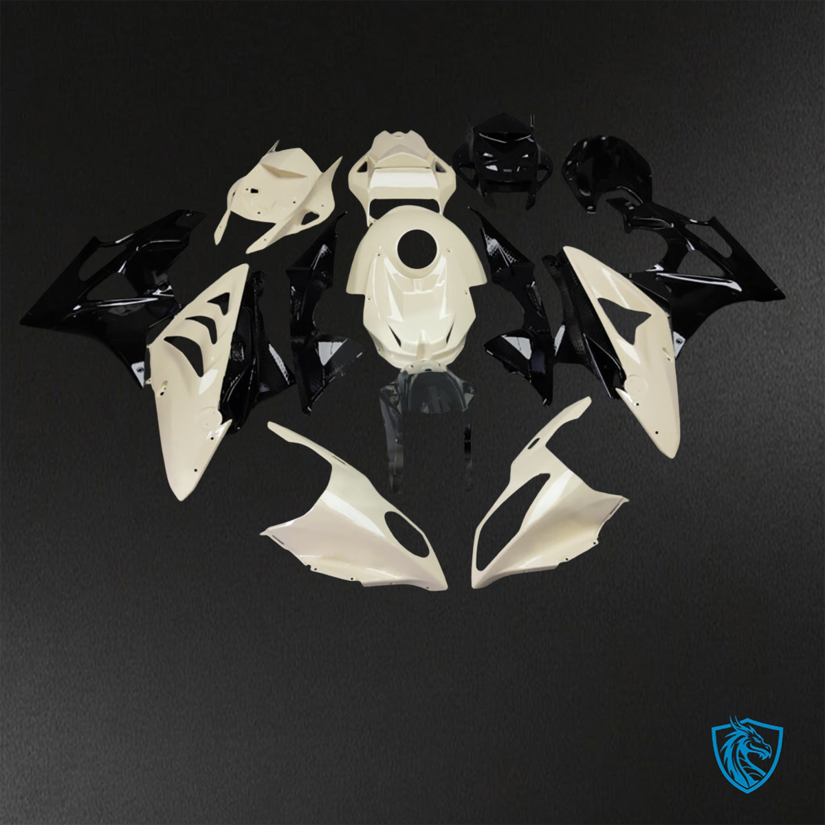 BMW S1000RR (2009-2014) Gloss White & Black Fairings Kit - Aftermarket ABS Bodywork