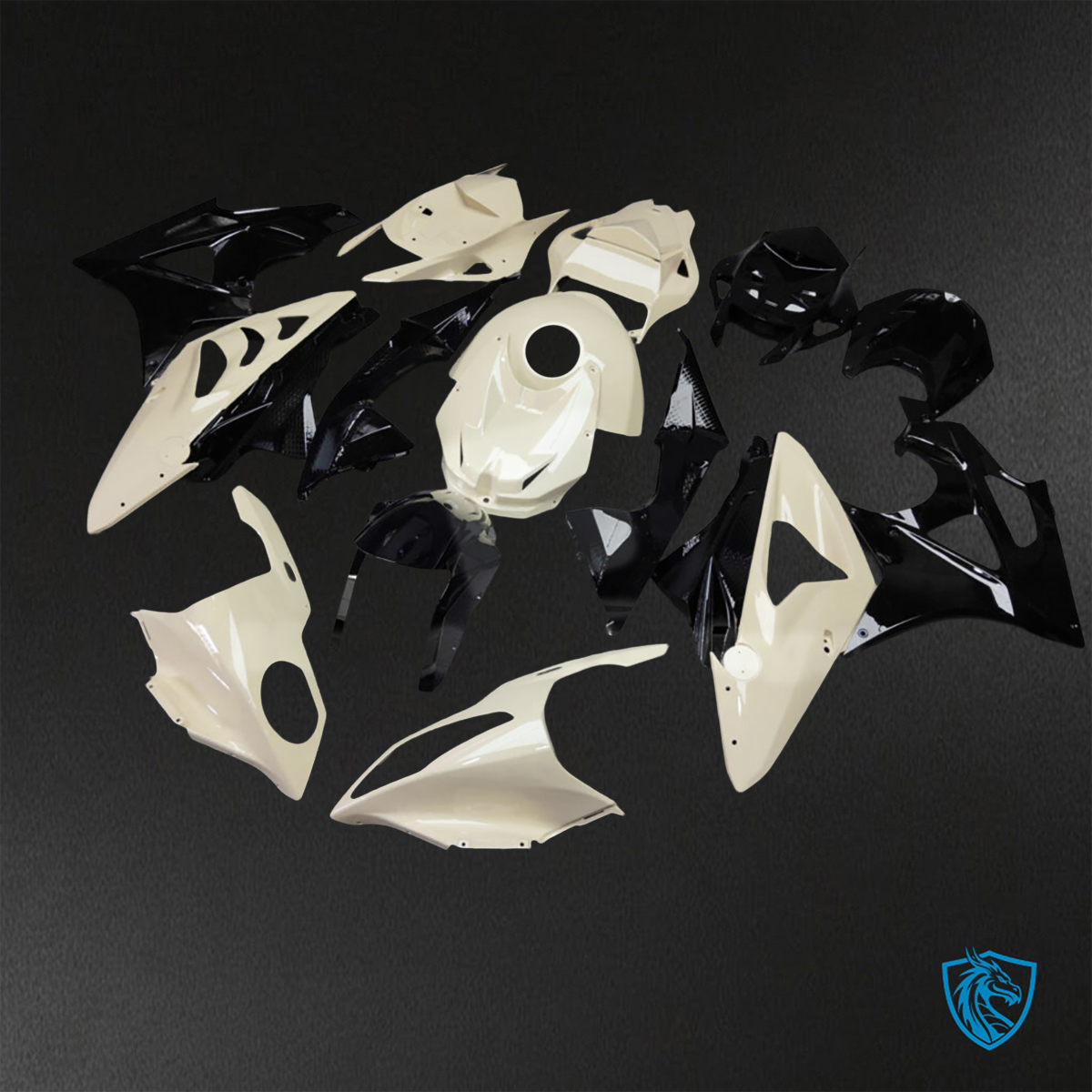 BMW S1000RR (2009-2014) Gloss White & Black Fairings Kit - Aftermarket ABS Bodywork