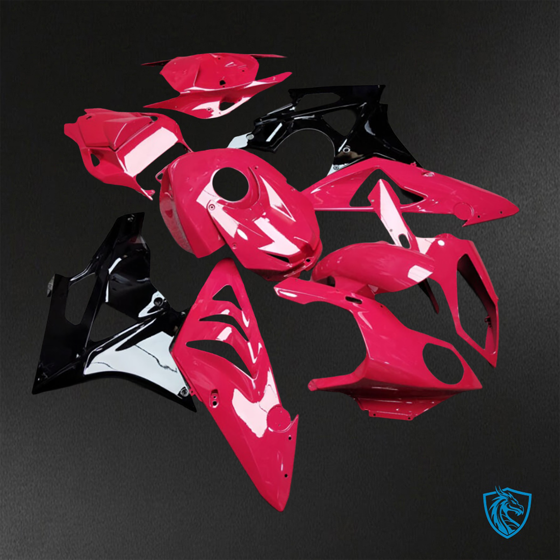 BMW S1000RR (2009-2014) Gloss Pink, Black - Custom ABS Fairing Kit