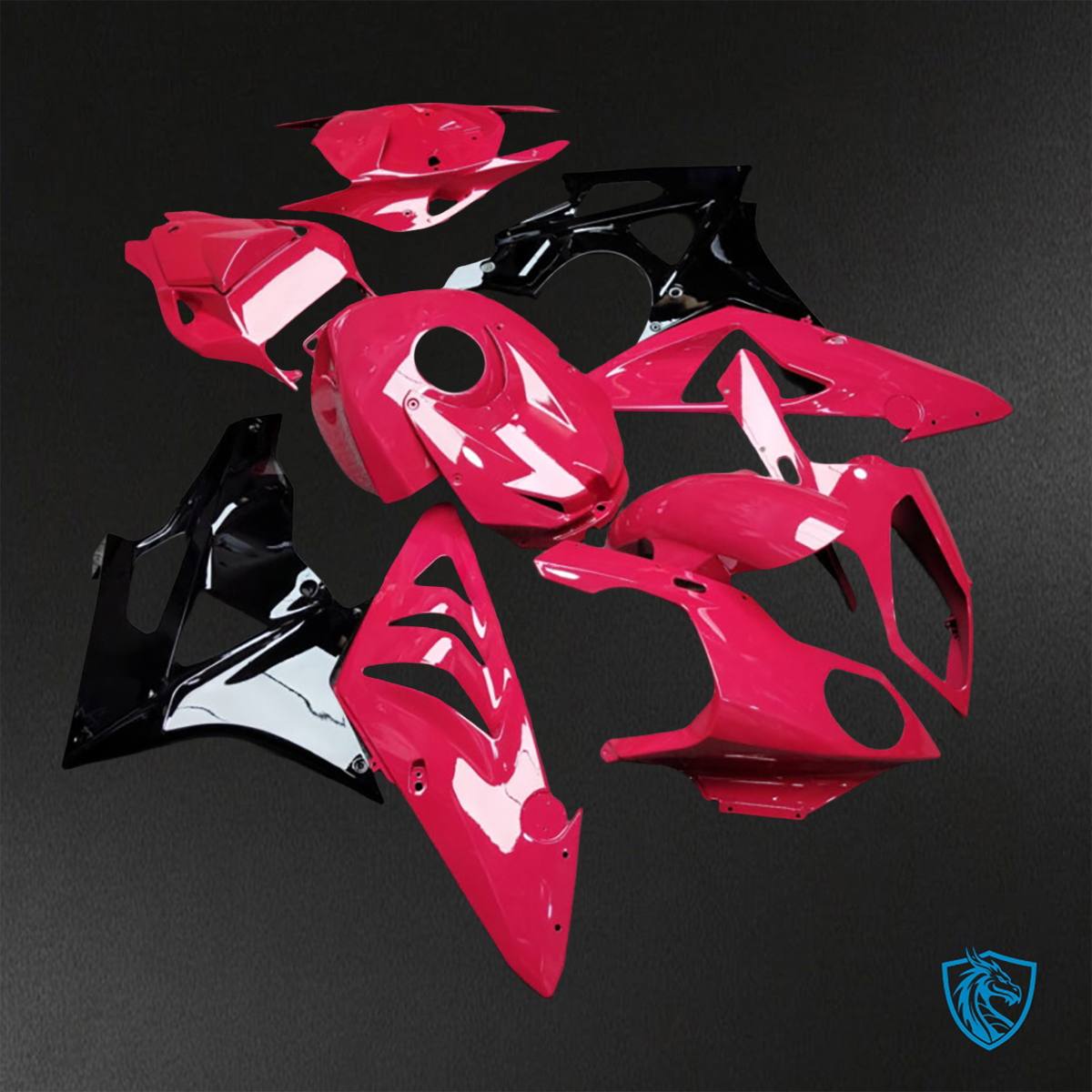 BMW S1000RR (2009-2014) Gloss Pink, Black - Custom ABS Fairing Kit