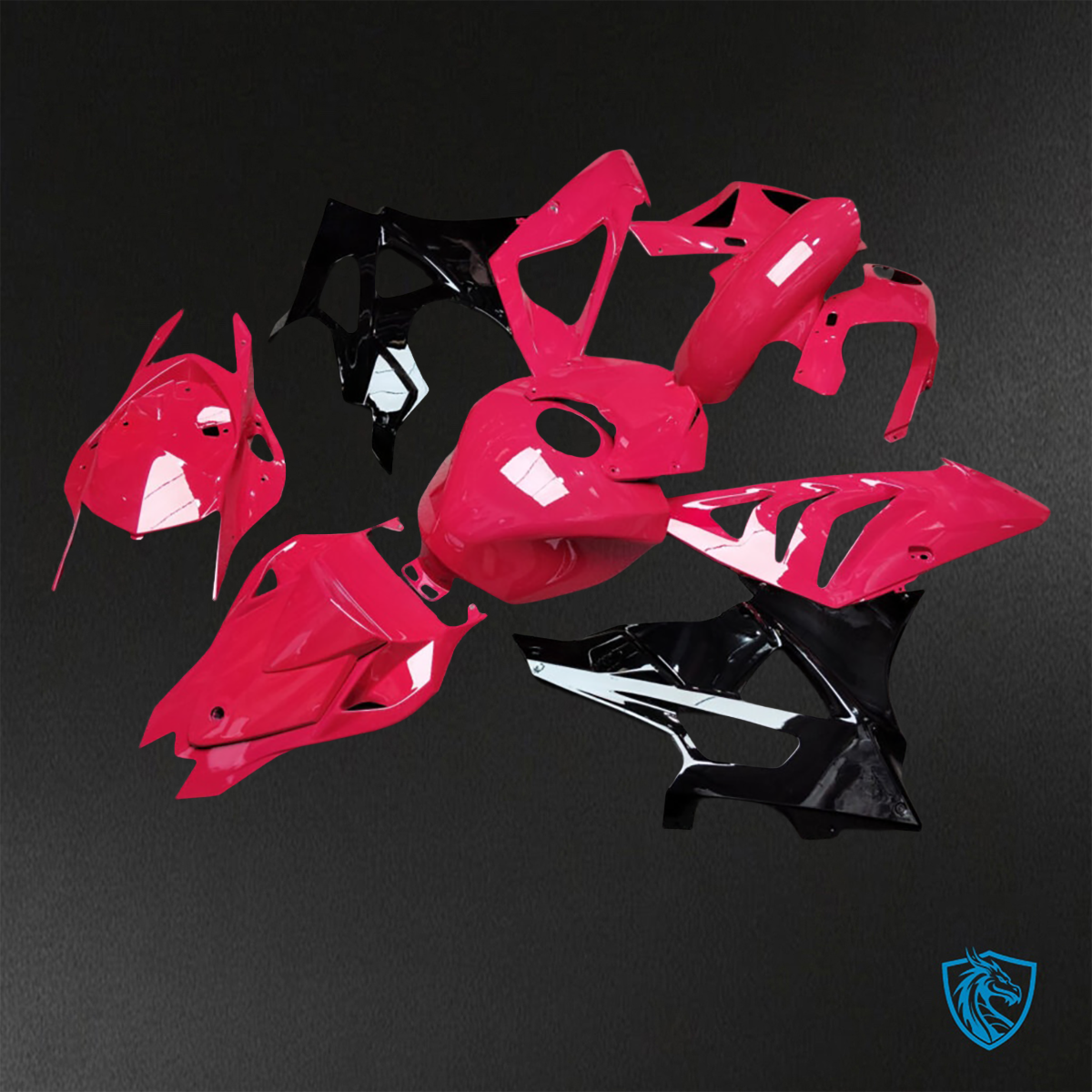 BMW S1000RR (2009-2014) Gloss Pink, Black - Custom ABS Fairing Kit