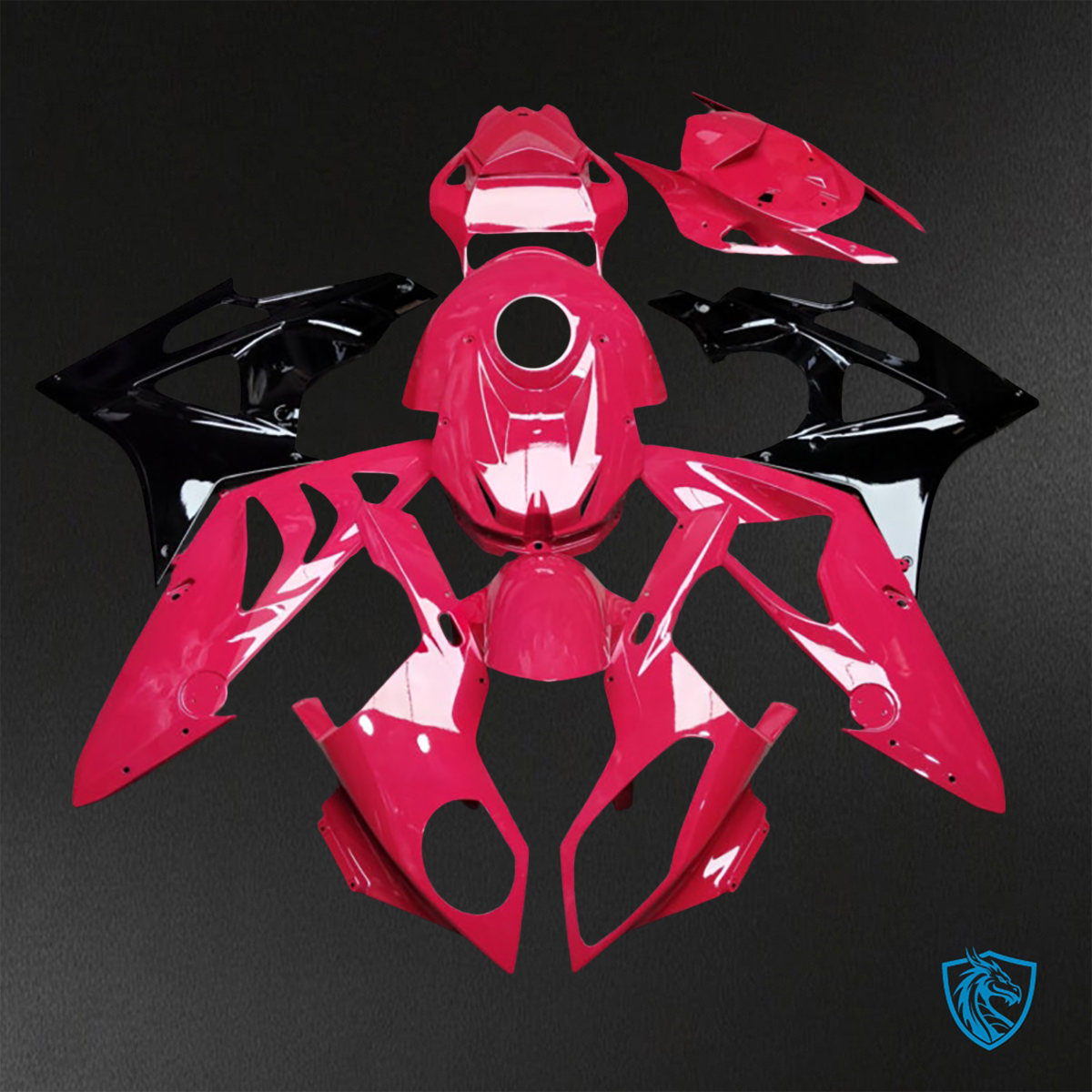 BMW S1000RR (2009-2014) Gloss Pink, Black - Custom ABS Fairing Kit