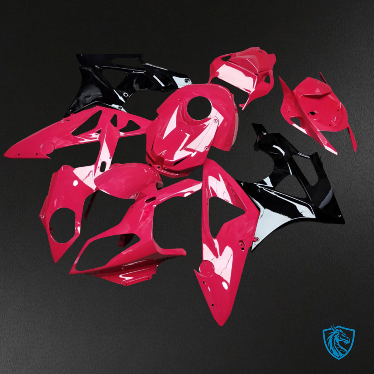 BMW S1000RR (2009-2014) Gloss Pink, Black - Custom ABS Fairing Kit