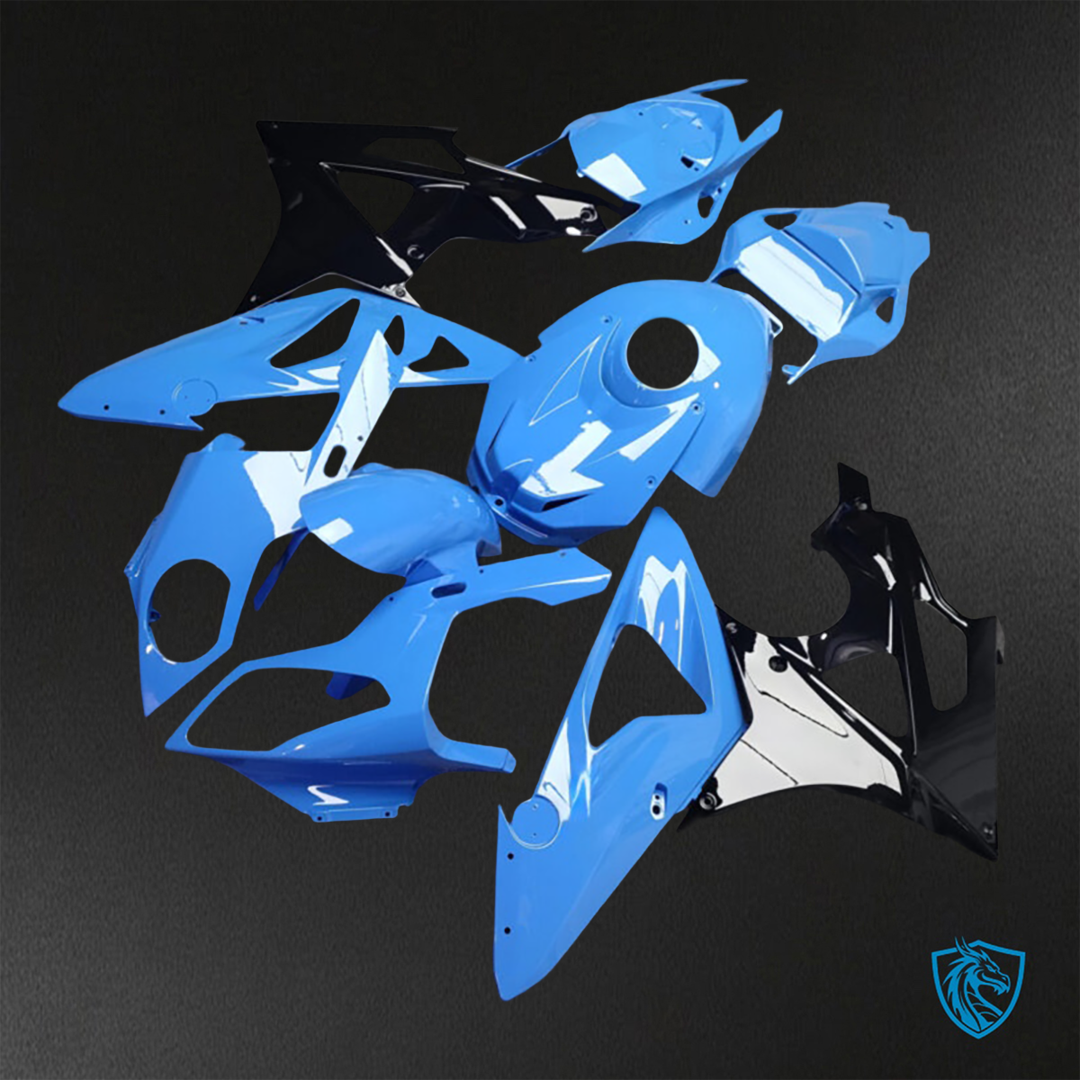 BMW S1000RR (2009-2014) Gloss Light Blue & Black Fairings Kit - Aftermarket ABS Bodywork