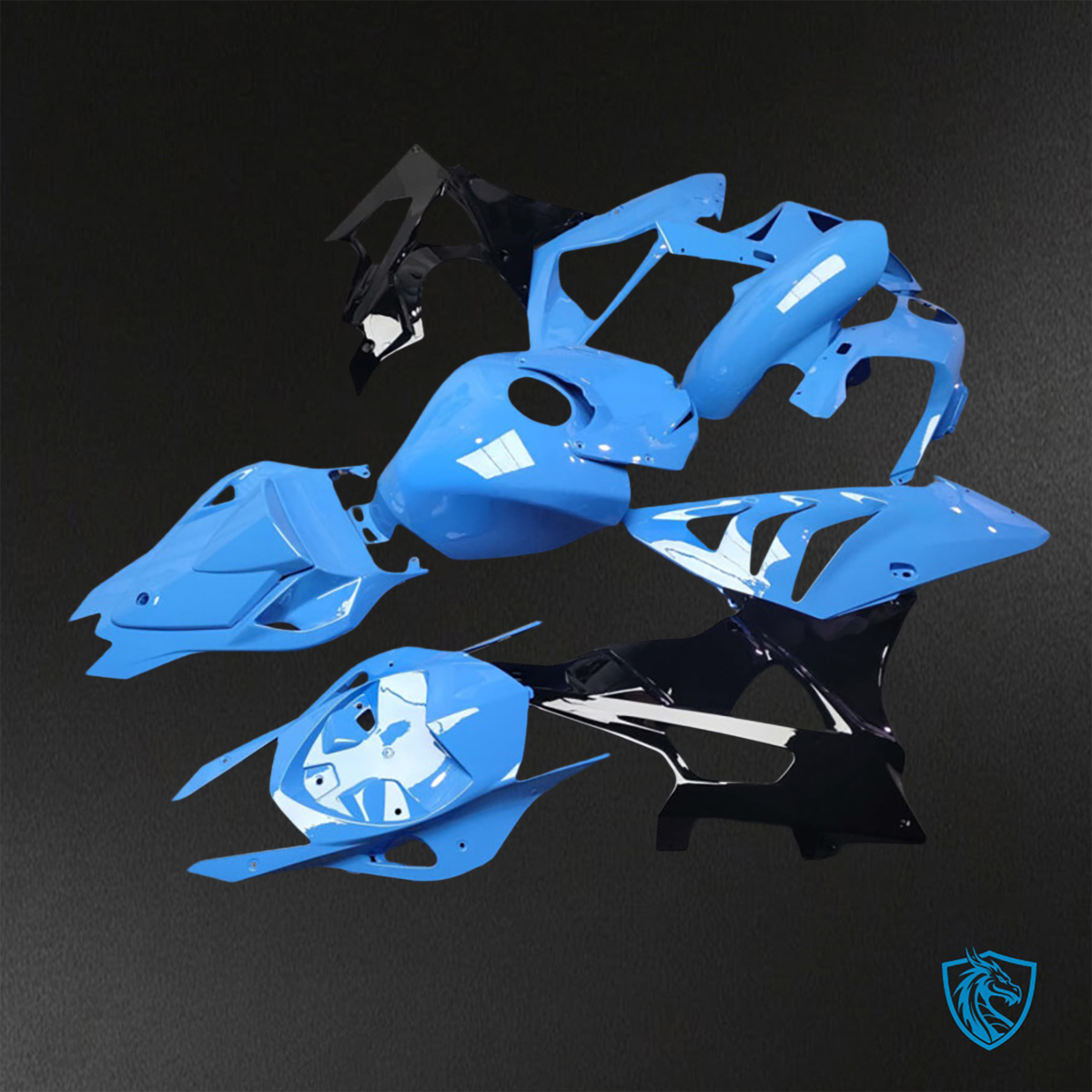 BMW S1000RR (2009-2014) Gloss Light Blue & Black Fairings Kit - Aftermarket ABS Bodywork