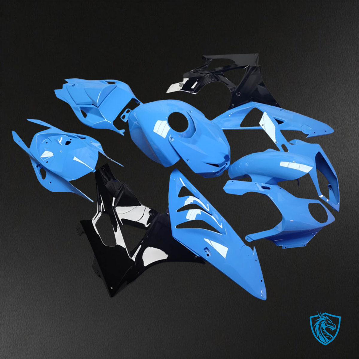 BMW S1000RR (2009-2014) Gloss Light Blue & Black Fairings Kit - Aftermarket ABS Bodywork