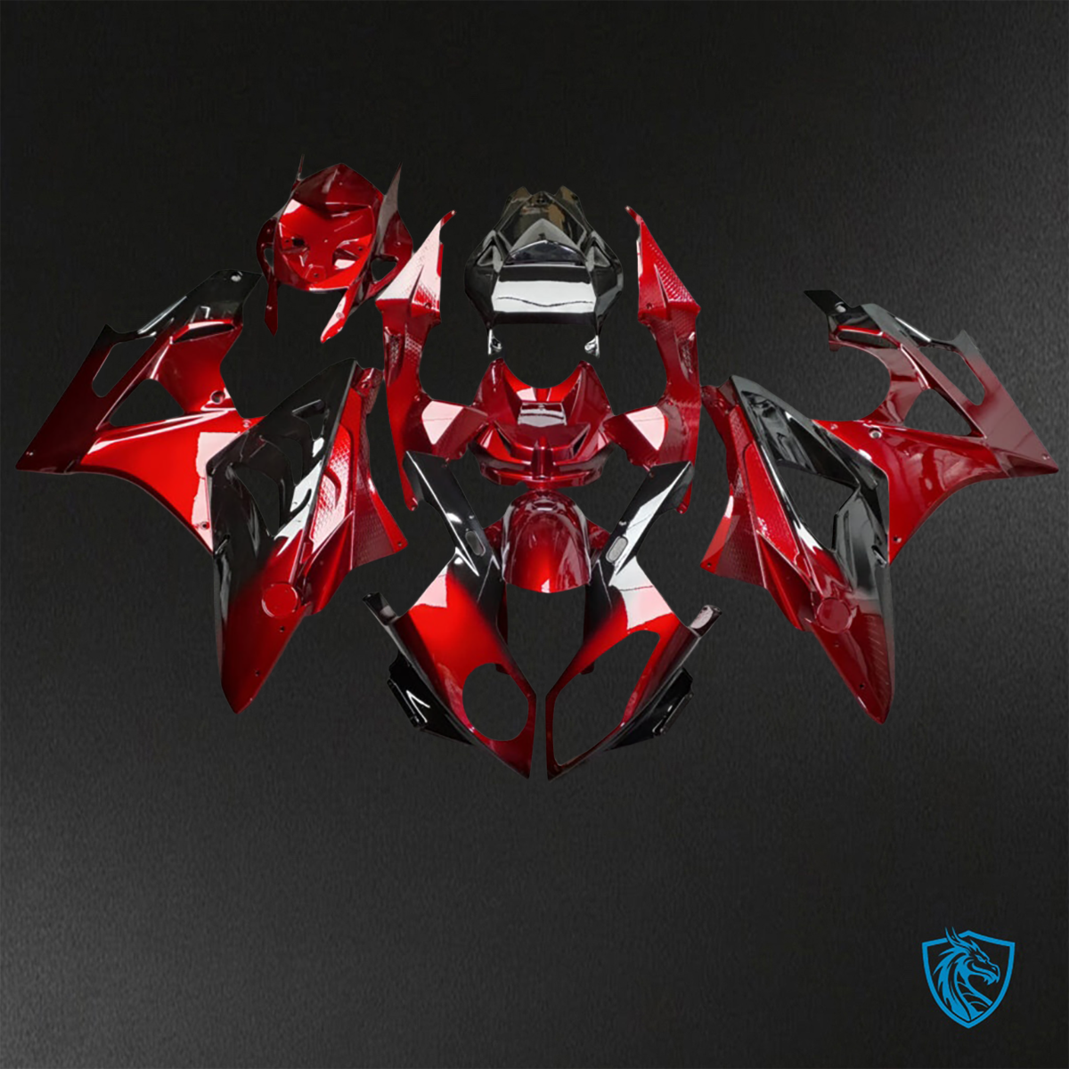 BMW S1000RR (2009-2014) Gloss Red & Black - Custom ABS Fairing Kit