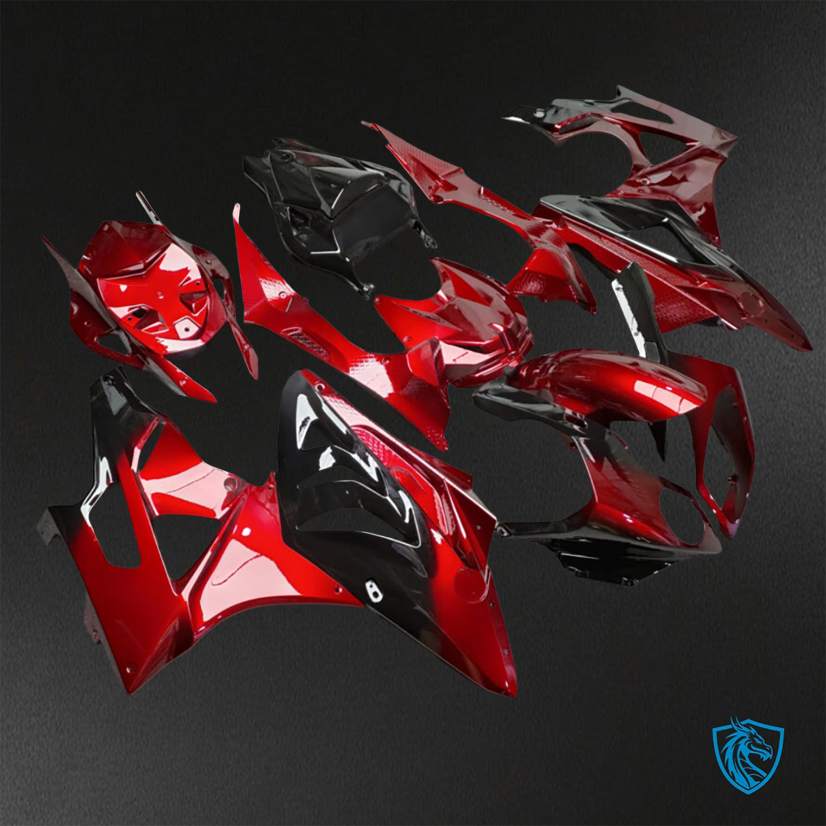 BMW S1000RR (2009-2014) Gloss Red & Black - Custom ABS Fairing Kit