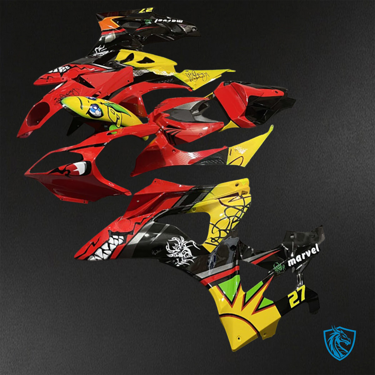 BMW S1000RR (2009-2014) Gloss Red, Black & Yellow ABS Bodywork - Fairings Kit