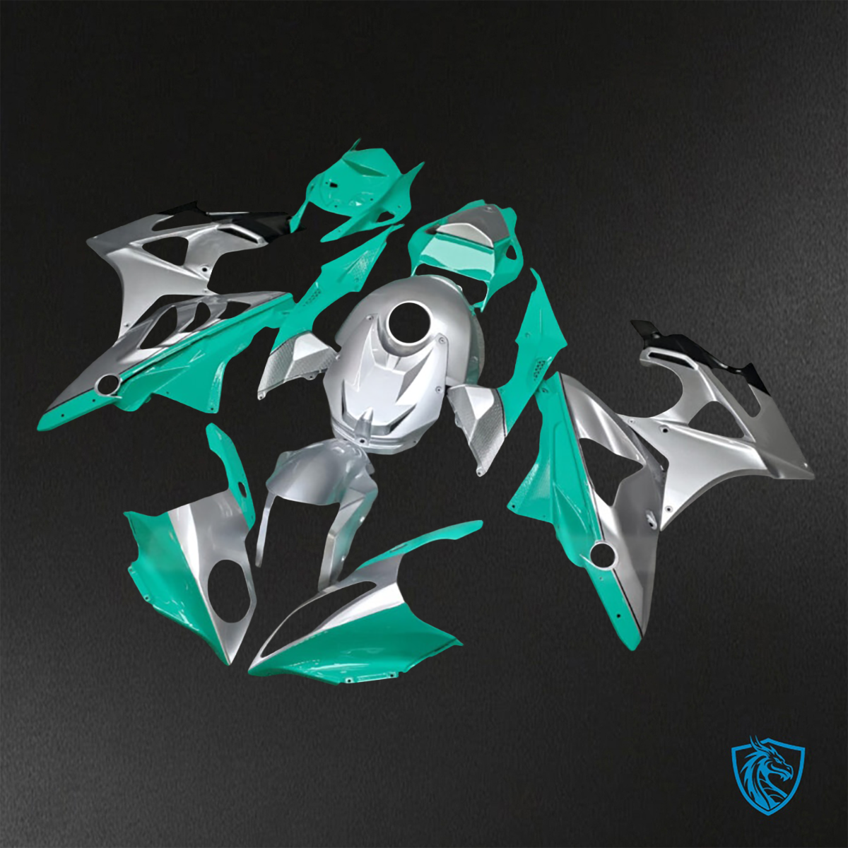 BMW S1000RR (2009-2014) Gloss Silver & Green ABS Bodywork - Fairings Kit