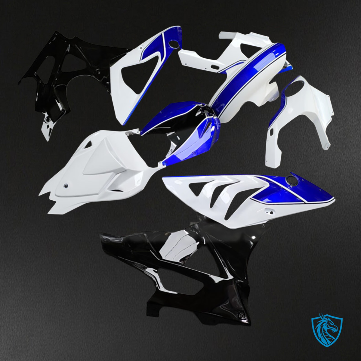 BMW S1000RR (2009-2014) Gloss White, Black & Blue Fairings Kit - Aftermarket ABS Bodywork