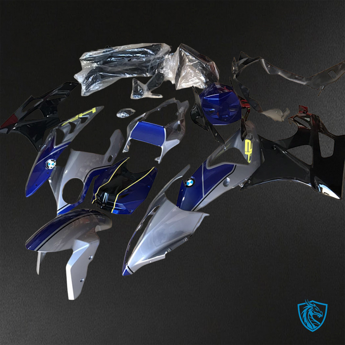 BMW S1000RR HP4 (2009-2014) Black, Silver & Blue - Custom ABS Fairing Kit