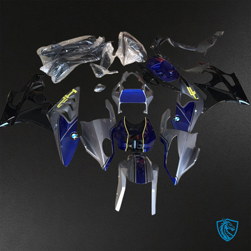 BMW S1000RR HP4 (2009-2014) Black, Silver & Blue - Custom ABS Fairing Kit